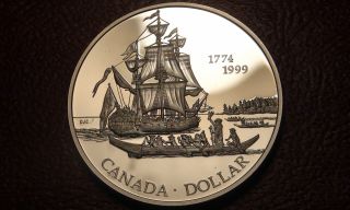1999 Canada Proof Silver One Dollar Piece - 225th Anniv.  Of Juan Perez Voyage photo