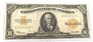 Series 1922 $10.  00 Gold Certificate Large Size Currency Ten Dollar Bill photo