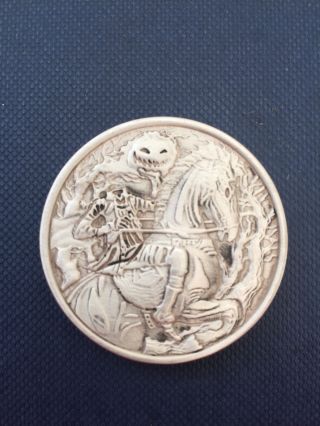 Halloween Headless Horseman 2 Oz.  Ultra Relief Silver Round W/ Antique Hot Limit photo