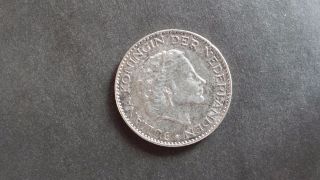 1955 Nederland 1 G Julian Koningin Dernederlanden Silver Coin photo