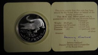 1978 Colombia 100 Pesos Crocodile Silver Proof Coin W/ photo