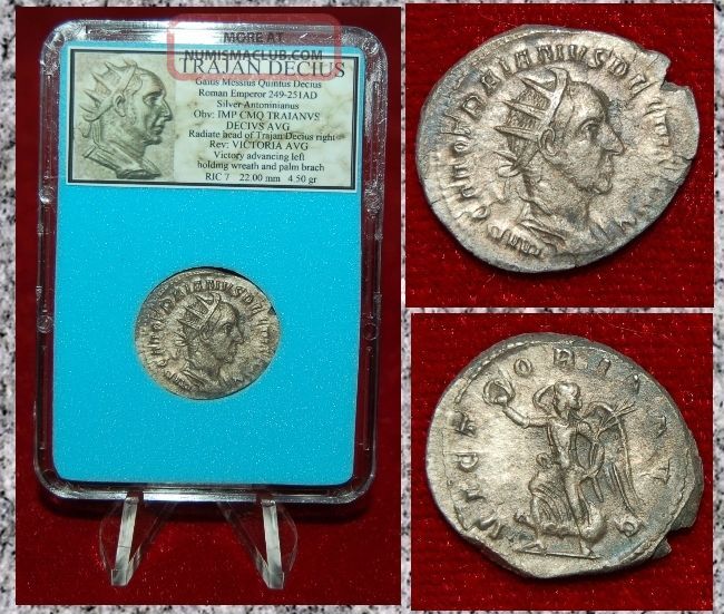 Ancient Roman Empire Coin Trajan Decius Victory On Reverse Silvered ...