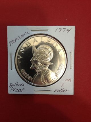 Silver Proof Panama 1974 Un 1 Dollar photo