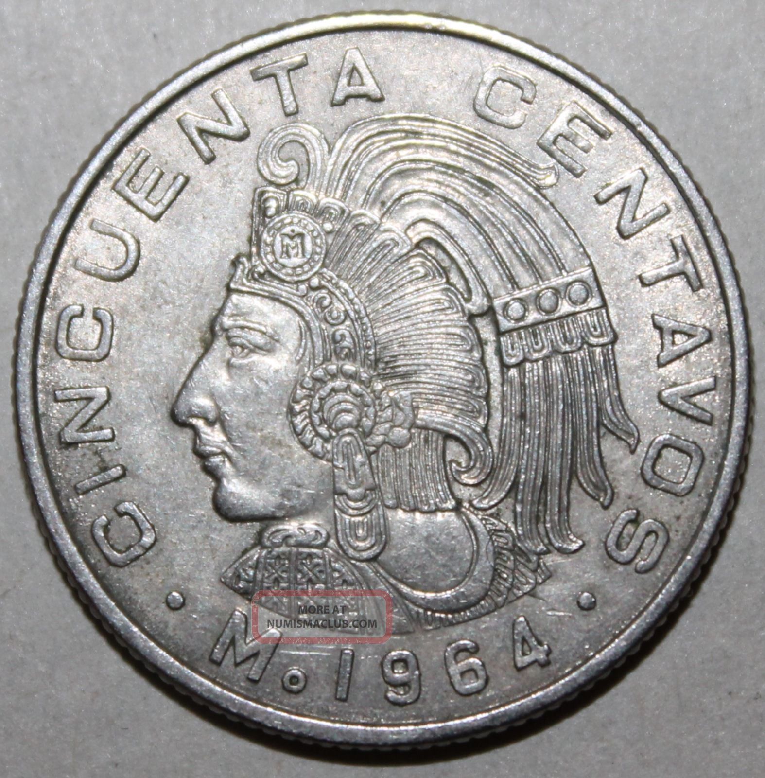 Mexican 50 Centavos Coin, 1964 - Km 451 - Mexico - Cuauhtémoc - Fifty