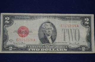 1928 G United States Note Two 2 Dollar Bill Fine photo