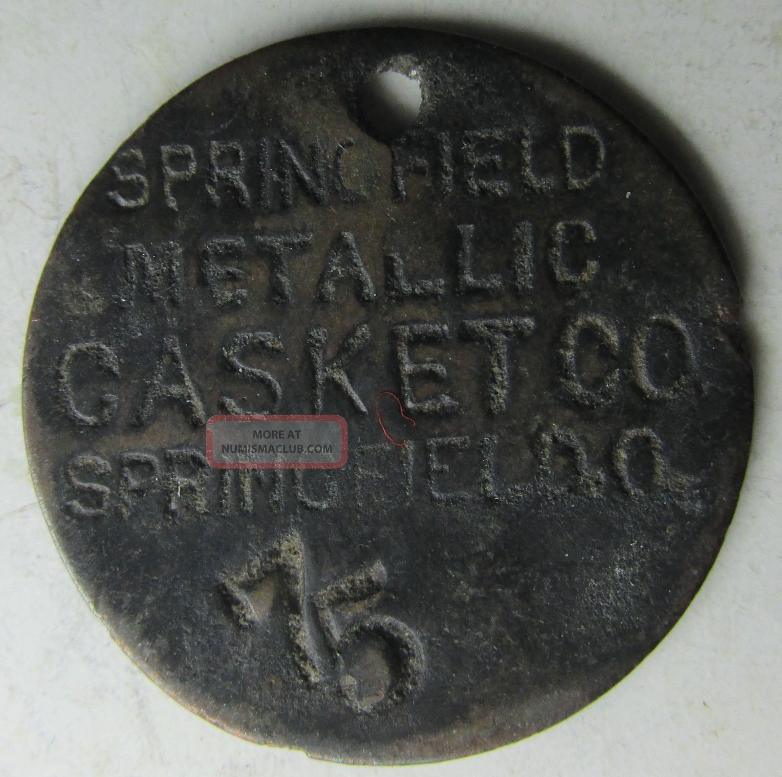 Ohio, Springfield, Metallic Casket Co. Brass Check Token