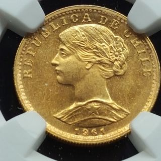 Chile 1961 So Gold 20 Pesos Ms65 Ngc photo
