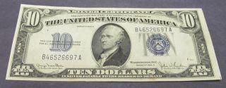 Crisp Uncirculated $10 1934 D Series Blue Seal Silver Certificate 3815 photo
