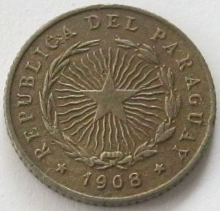 Paraguay,  Coin,  10 Centavos 1908,  Scarce Only 300.  000 Minted photo