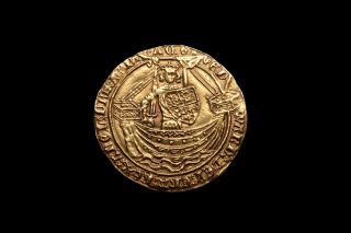 Medieval English Gold Noble Coin Of King Edward Iii - 1369 Ad photo