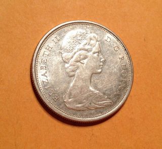 1966 Canada 50 Cent Au Silver Half Dollar Queen Elizabeth No Tx photo
