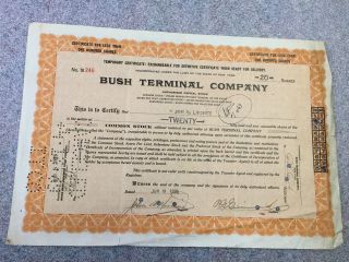Bush Terminal Temporary Certificate Stock - 20 Shares - 1925 - Orange - 246 photo