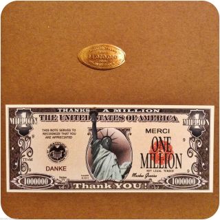 $1,  000,  000 Copper Penny From Atlantic City Plus One Million Thanks Novelty Note photo