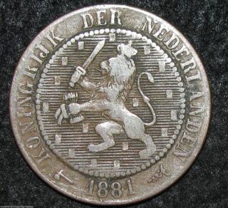 Netherlands 2 - 1/2 Cent 1881 Europe World Coin (combine Sh) Bin - 1924 photo