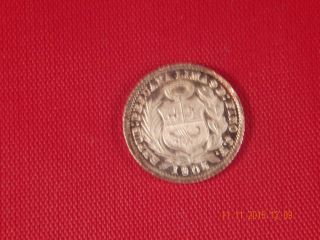 1905 Jf Peru 1/2 Dino - Little Coin With Low Mintage photo