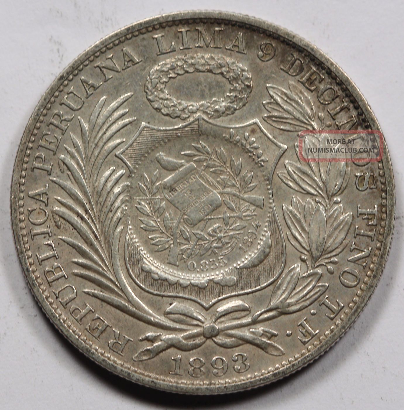 Guatemala 1894 1 Peso Silver Coin Xf/au 1/2 Real Counter Stamp On Peru ...