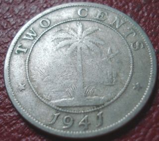 1941 Liberia 2 Cents In Good - Vg photo