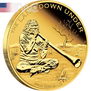 Australia 2013 25$ Didgeridoo 2013.  The Land Down Under 1/4 Oz Proof Gold Coin photo