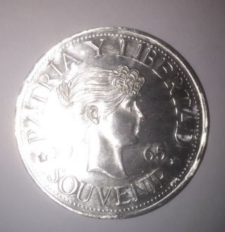 1965 Silver Patria Y Libertad Souvenir Nos En Exilio 925 Fine Silver Coin Type 2 photo