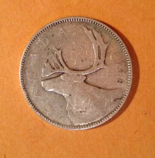 1948 Canada 25 Cents Quarter Silver No Tax King George Vl Hard To Find photo
