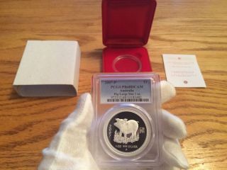 2007 Year Of The Pig1oz Silver Proof Pcgs Pr68 Population 1 Lunar Series 1 photo