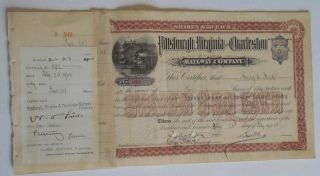 Henry Clay Frick Twice Signed 1900 Pittsburgh,  Virginia & Charleston Rwy Stock photo