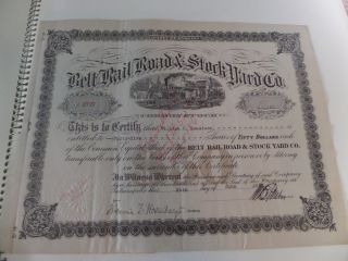 Belt Rail Road & Stock Yard Co.  Indiana 1920 Stock Certificate Revenue Stamps photo
