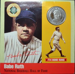 2851 - National Baseball Hof - 500 Club - Babe Ruth - 20gr 999 Fine Silver photo