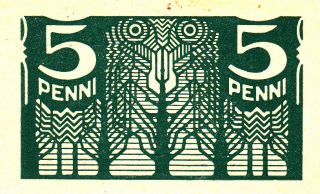 Estonia Banknote 5 Penni 1919.  Xf, photo