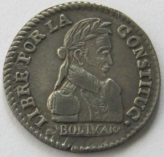 Bolivia,  Silver Coin,  1/2 Sol 1830 Jl,  Top photo