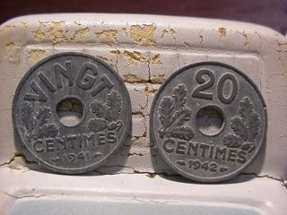 1941 & 1942france 20 Centimes photo