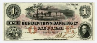 1855 $1 The Bordentown Banking Co.  - Jersey Note W/ Train Cu photo