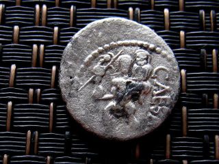 Silver Denarius Of Julius Caesar 47 - 46 Bc Africa Venus Ancient Roman Coin photo
