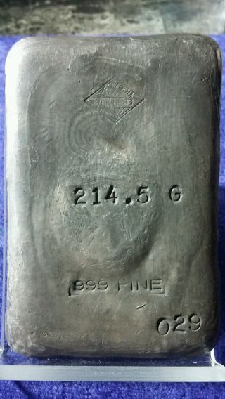 Ultra Rare Vintage.  999 Silver Old Pour Spectrum Refiners Crude Ingot Bar 029 photo