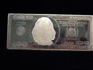 1999 Silver $100 Dollar Federal Reserve Note - 4 Troy Oz.  999 Fine Silver (2) photo
