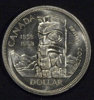 1958 Canada Silver Dollar Bu - British Columbia (b) photo