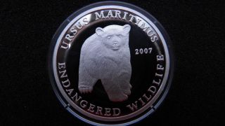 2007 Korea 1000 Won Bear Silver Proof Coin photo