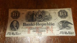 Bank Of The Republic $10.  00 Providence,  R.  I. photo