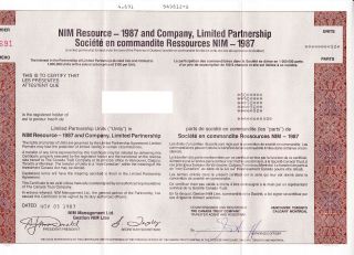 Nim Mining Resources Lp Certificates (4) 1980s photo