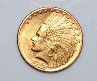 $10 1912 - S Indian Head Gold Eagle Ten Dollar Saf184 photo