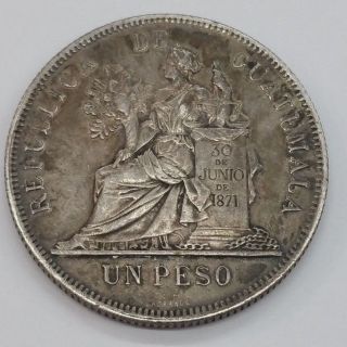 1896.  900 Silver Un 1 Peso Guatemala photo
