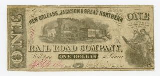 1861 $1 Orleans,  Jackson & Great Northern Rail Road Co.  - Louisiana Note photo