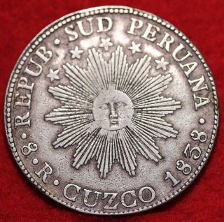 1838 Peru Silver 8 Reales Foreign Coin S/h photo