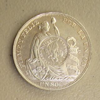 1894 Guatemala Peso 1/2 Real Counterstamped On 1894tf Peru Silver Sol Au photo