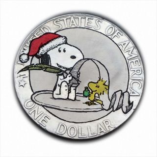 Snoopy ' S Xmas List S426 Ike Dollar Hobo Nickel Hand Engraved By Luis A Ortiz photo