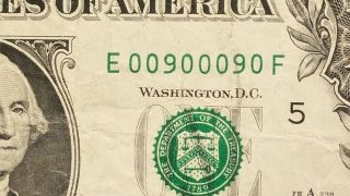 2009 $1 Dollar Binary Fancy Serial E 0 0 9 0 0 0 9 0 F - Circulated Banknote photo