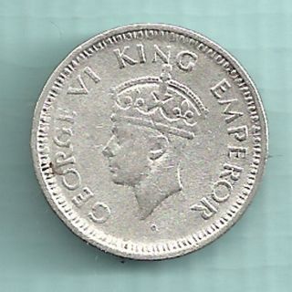 British India - 1944 - King George Vi Emperor - 1/4 Rupee - Rare Silver Coin photo