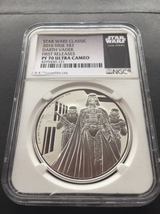 2016 Niue Silver $2 - Star Wars Classic - Darth Vader Ngc Pf70 Uc First Release photo