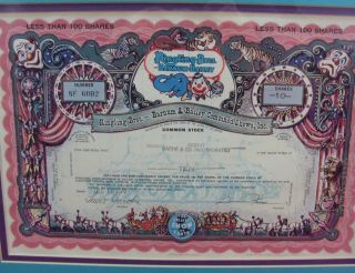 Vintage 1970 Ringling Brothers Barnum Bailey Circus Stock Certificate 10 Shares photo