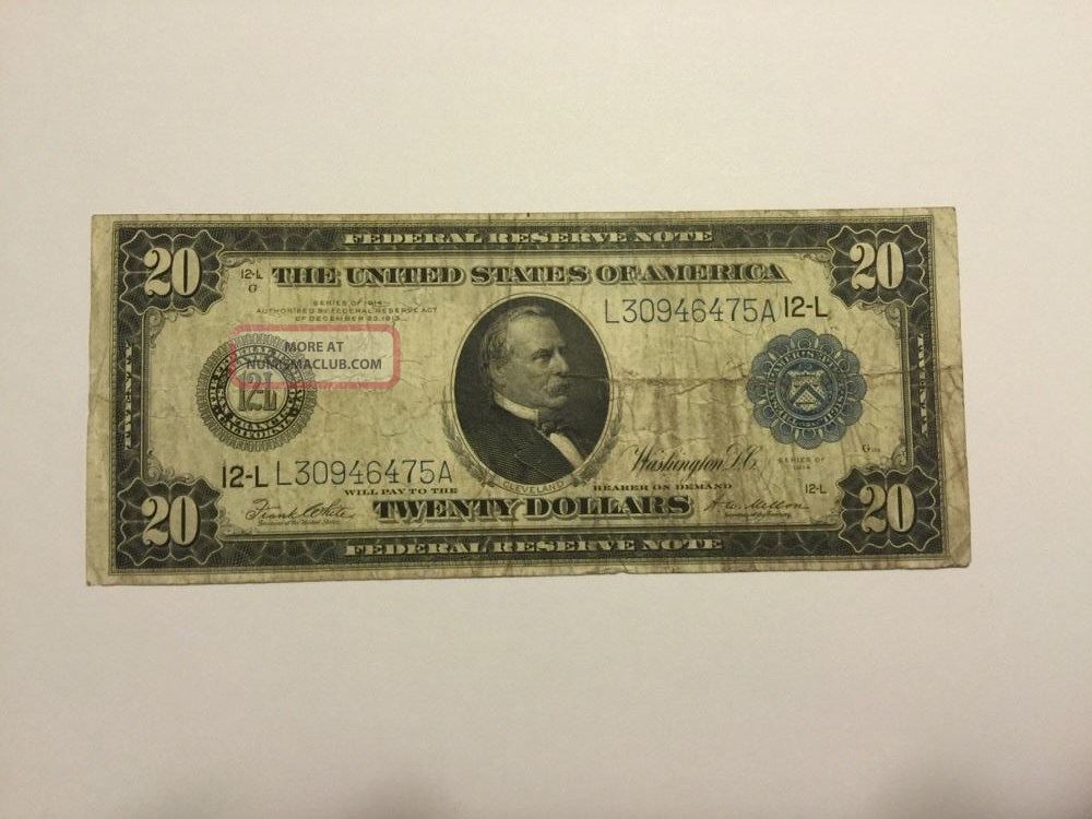 $20 San Francisco 1914 Federal Reserve Twenty Dollar Note Large Size Notes photo
